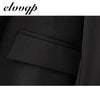 Women Notched Collar Blazer With Slanted Pocket Fall Winter Elegant Office Work Double Breasted Jackets Slim Coat