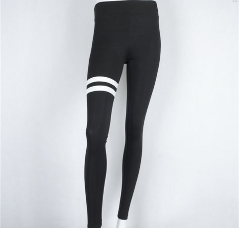 New Women Pants High Waist Leggings Stretchy Fitness Trousers Casual Ladies Strip Printed Clothes