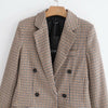 Women Plaid Blazer 2023 Spring Autumn Double Breasted Slim Long Sleeve Coat Office Suit Lady Outerwear Jacket Female BL040