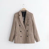Women Plaid Blazer 2023 Spring Autumn Double Breasted Slim Long Sleeve Coat Office Suit Lady Outerwear Jacket Female BL040