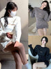 Women'S 2-Piece Long-Sleeved Shrug Tight-Fitting Mid-Length Dress With Drawstring Jacket And Dress Set