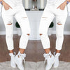 New Women Skinny Pants Sexy Hole Knee Pencil High Waist Legging Slim Trousers Stretch Ripped Jeans Plus Size 4XL 6Q0480