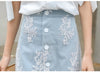 Women Skirts Suits 2022 Ruffles Lace Up Bows Shirts Blouses + Denim Lace Embroidery Skirt Suits Clothing Sets NS399