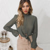 New Women Summer Long Sleeve Crop Translucent Shirts Floral Sexy Blouse Stand Loose Casual Shirt Fashion Female Clothes