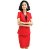 Women's Elegant Formal Business OL Spring Summer Short Sleeve Slim Blazer and Skirt Suit Office Ladies Work Wear Jacket 5XL
