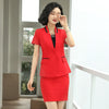 Women's Elegant Formal Business OL Spring Summer Short Sleeve Slim Blazer and Skirt Suit Office Ladies Work Wear Jacket 5XL