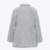 Women's Houndstooth Tweed Blazers Elegant Textured Double-breasted Blue Fall Jacket Office Plaid Coats Suit ZA Women 2023