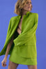 Women's Jacket Single Button Green Blazer Coat Vintage Long Sleeve Female Outerwear Chic Femme Clothing Clothing