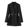Women's Suit Jacket Spring Autumn Solid Color Double Breasted Straight Suits Coat Office Female Casual Blazer Black
