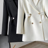 Women's Suit Jacket Spring Autumn Solid Color Double Breasted Straight Suits Coat Office Female Casual Blazer Black