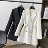 Women's Suit Jacket Spring Autumn Solid Color Double Breasted Straight Suits Coat Office Female Casual Blazer Black