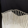 Women's Suit Sexy Lapel Long Sleeve Diamond Tassel Short Jacket & Mini Skirt Diamond Tassel Two Piece Set