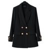 Womens Long Blazer Double Breasted Suit Jacket Loose Coat Solid Formal Blazer Temperament Slim Blazers Coat Casual Wild Tops