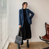Woolen Coat Women Elegant Thick Blue Suit Blazer Jacket 2023 Autumn Winter Office Lady Outwear Female Fashion