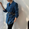 Woolen Coat Women Elegant Thick Blue Suit Blazer Jacket 2023 Autumn Winter Office Lady Outwear Female Fashion