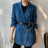 Woolen Coat Women Elegant Thick Blue Suit Blazer Jacket 2023 Autumn Winter Office Lady Outwear Female Fashion