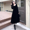 Year 2022 Christmas Party Midi Velvet Dress Square collar Long Sleeve High Waist A Line Dresses For Woman Plus Size Clothing