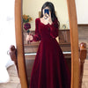 Year 2022 Christmas Party Midi Velvet Dress Square collar Long Sleeve High Waist A Line Dresses For Woman Plus Size Clothing