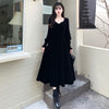 Year 2022 Christmas Party Midi Velvet Dress Square collar Long Sleeve High Waist A Line Dresses For Woman Plus Size Clothing