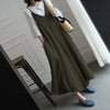 New Women V Neck Strappy Solid Long Dungarees Cotton Linen Wide Leg Pants Jumpsuits Loose Bib Overalls Rompers Plus Size