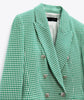 Za Blazer Women Slim Hounstooth Green Blazers Women Elegant Notched Jackets Women Office Lady Double Breasted Suits Ladies
