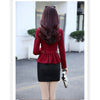 Back Ruffled Blazer Women Elegant Zipper Long Sleeve Blazer Spring Femme Suit Jaquetas Solid Casual Coat f31