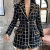 Elegant Women small fragrance Plaid blazer women Slim Long Tweed Woolen Outerwear