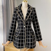 Elegant Women small fragrance Plaid blazer women Slim Long Tweed Woolen Outerwear