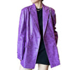 Purple pu leather crocodile pattern blazer women double breasted suit casual handsome