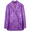 Purple pu leather crocodile pattern blazer women double breasted suit casual handsome