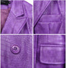 Purple pu leather crocodile pattern blazer women double breasted suit casual handsome