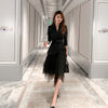 black women Set hollow out backless slim jacket and mesh a-line skirt  elegant formal women sets