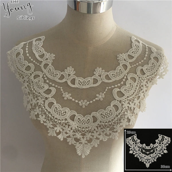 arrive White Lace Collar Embroidery Applique Neckline Lace Collar Embellishments Trims Wedding Dress Accessories YL1747