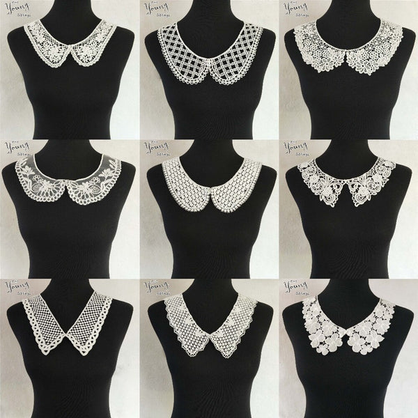 arrive White U shape Lace Collar Embroidered Applique Neckline Lace Collar Embellishments Trims Wedding Dress Accessories