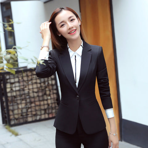 New fashion long sleeve black blazer women autumn winter formal business jacket office ladies plus size work wear coat