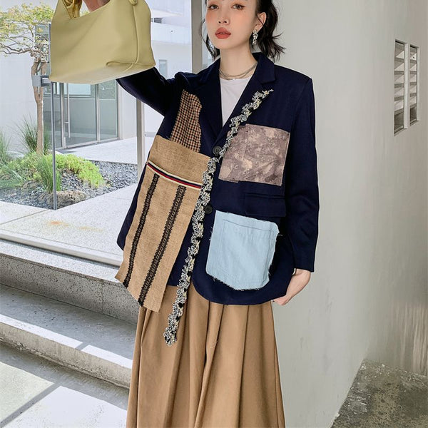 female suits design feeling restoring ancient ways small coat of long splicing suit jacket