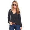 selling Spring Sexy Blouses Shirts Long Women Summer Casual Long Sleeve Chiffon V Neck  Blouse Loose Top