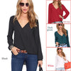 selling Spring Sexy Blouses Shirts Long Women Summer Casual Long Sleeve Chiffon V Neck  Blouse Loose Top