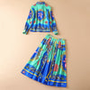 long Sleeve starfish seashells printed shirt+ pleated skirt suits skirt set 210812YZ01
