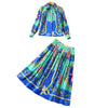 long Sleeve starfish seashells printed shirt+ pleated skirt suits skirt set 210812YZ01