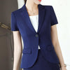 New short sleeve summer fashion blazer women formal slim work clothes interview suit jackets office ladies plus size coat