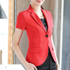 New short sleeve summer fashion blazer women formal slim work clothes interview suit jackets office ladies plus size coat