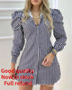 striped puff sleeve slim shirt dress