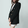 style ladies lapel shoulder pad double-breasted metal buttons slim suit jacket