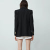 style ladies lapel shoulder pad double-breasted metal buttons slim suit jacket