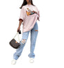 summer hole washing straight pants jeans  woman jeans