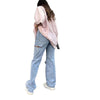 summer hole washing straight pants jeans  woman jeans