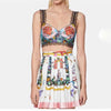 urban leisure base coat bud silk condole belt vest   starfish printing bust skirts pants suit