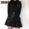 women's loose long-sleeved shirt + pleated skirt tooling two-piece suit women's trendy women's suit women's jacket
