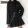 women's loose long-sleeved shirt + pleated skirt tooling two-piece suit women's trendy women's suit women's jacket